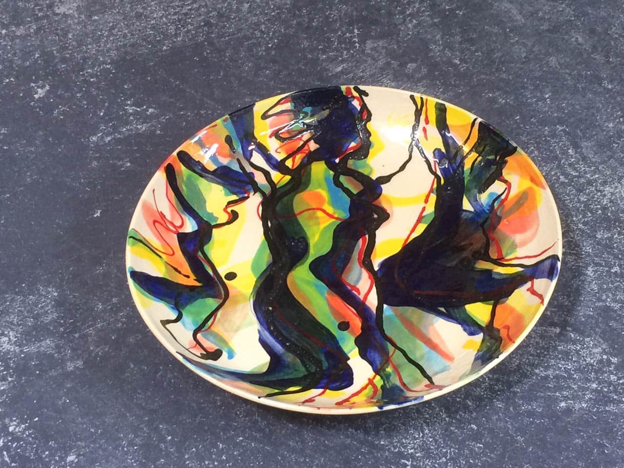 Olieverf op keramiek bord