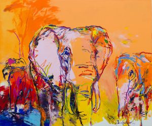 Schilderij olifanten