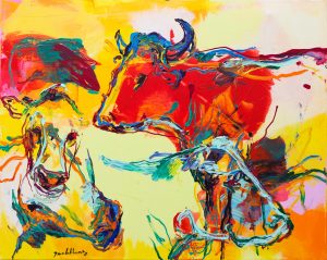Schilderij koeien abstract