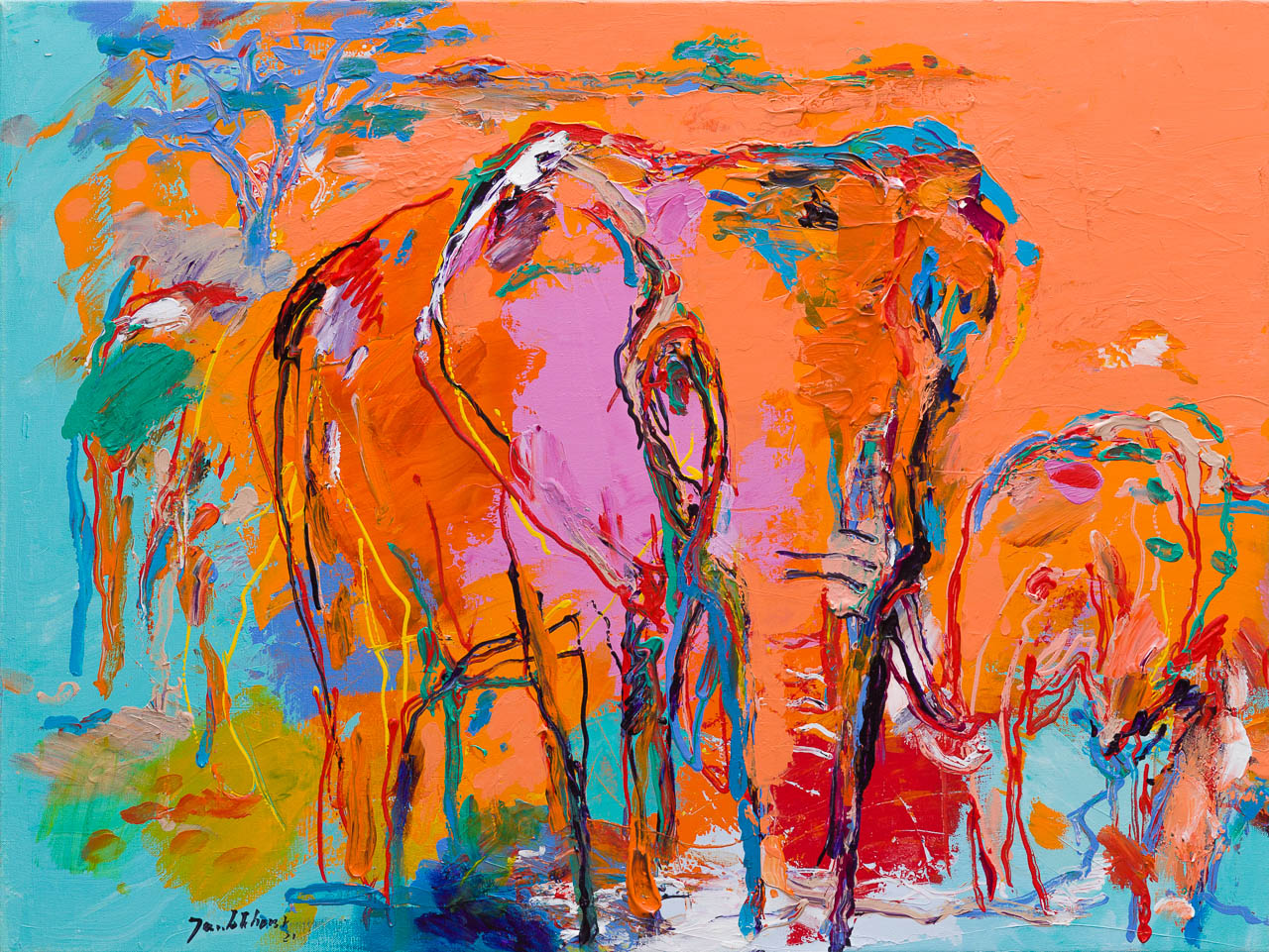 DO75 olifanten dierenschilderij